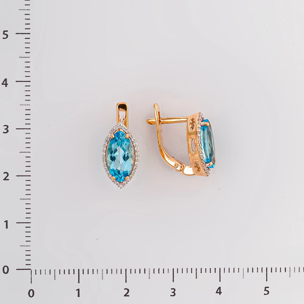 Серьги с топазом из красного золота 585 пробы 2