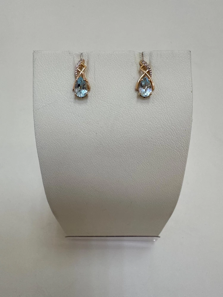 Серьги с топазом из красного золота 585 пробы 1