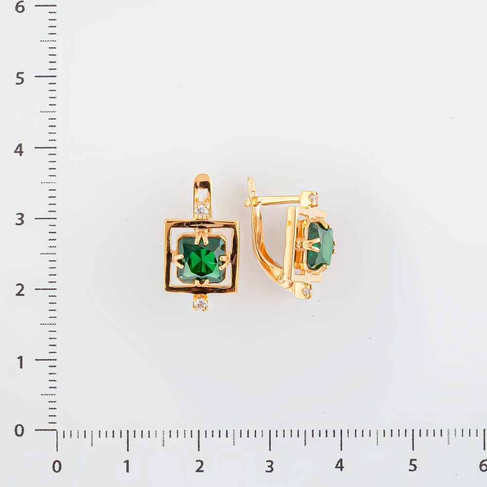 Серьги с фианитом из красного золота 585 пробы 2