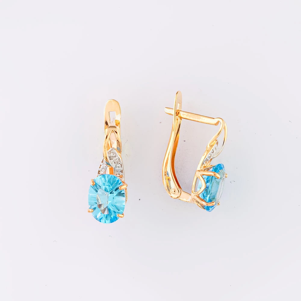 Серьги с ситаллом из красного золота 585 пробы 1