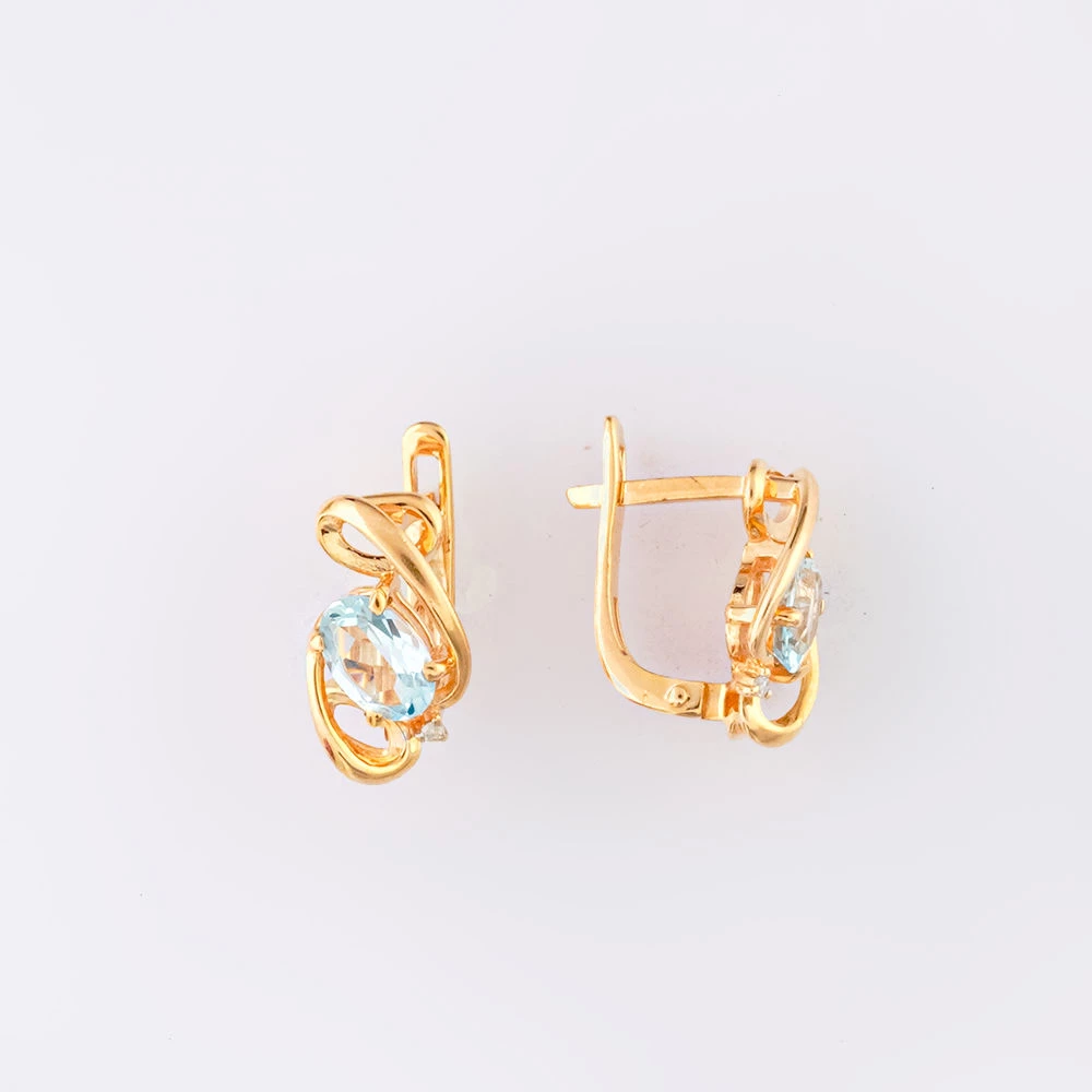 Серьги с топазом из красного золота 585 пробы 1