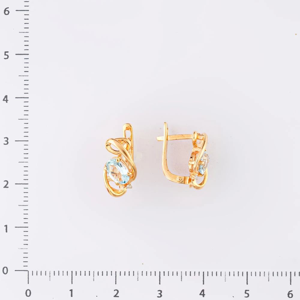 Серьги с топазом из красного золота 585 пробы 2