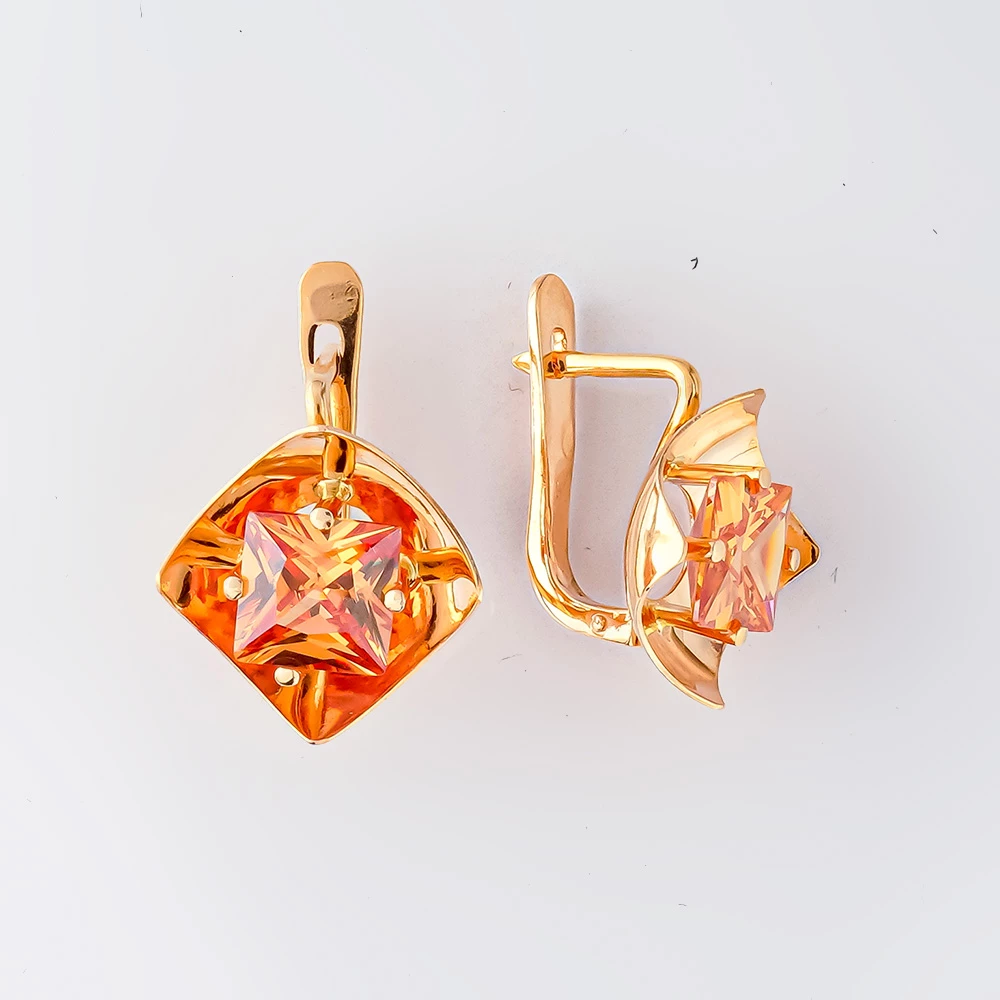 Серьги с ситаллом из красного золота 585 пробы 1