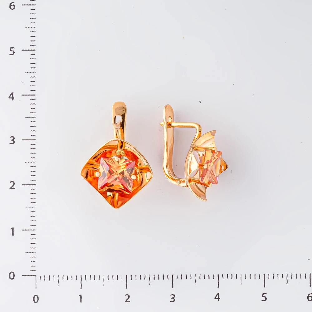 Серьги с ситаллом из красного золота 585 пробы 2