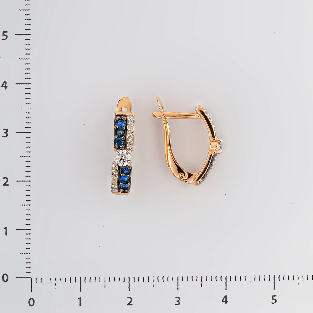 Серьги с сапфиром из красного золота 585 пробы 2