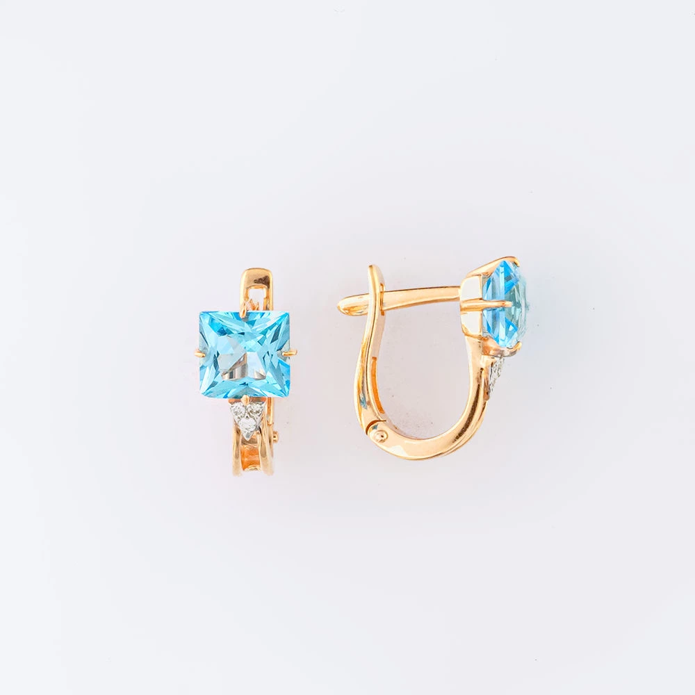 Серьги с топазом из красного золота 585 пробы 1