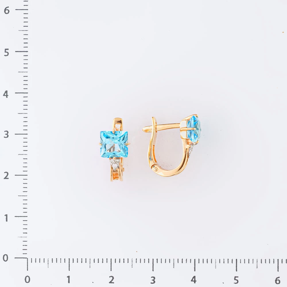 Серьги с топазом из красного золота 585 пробы 2