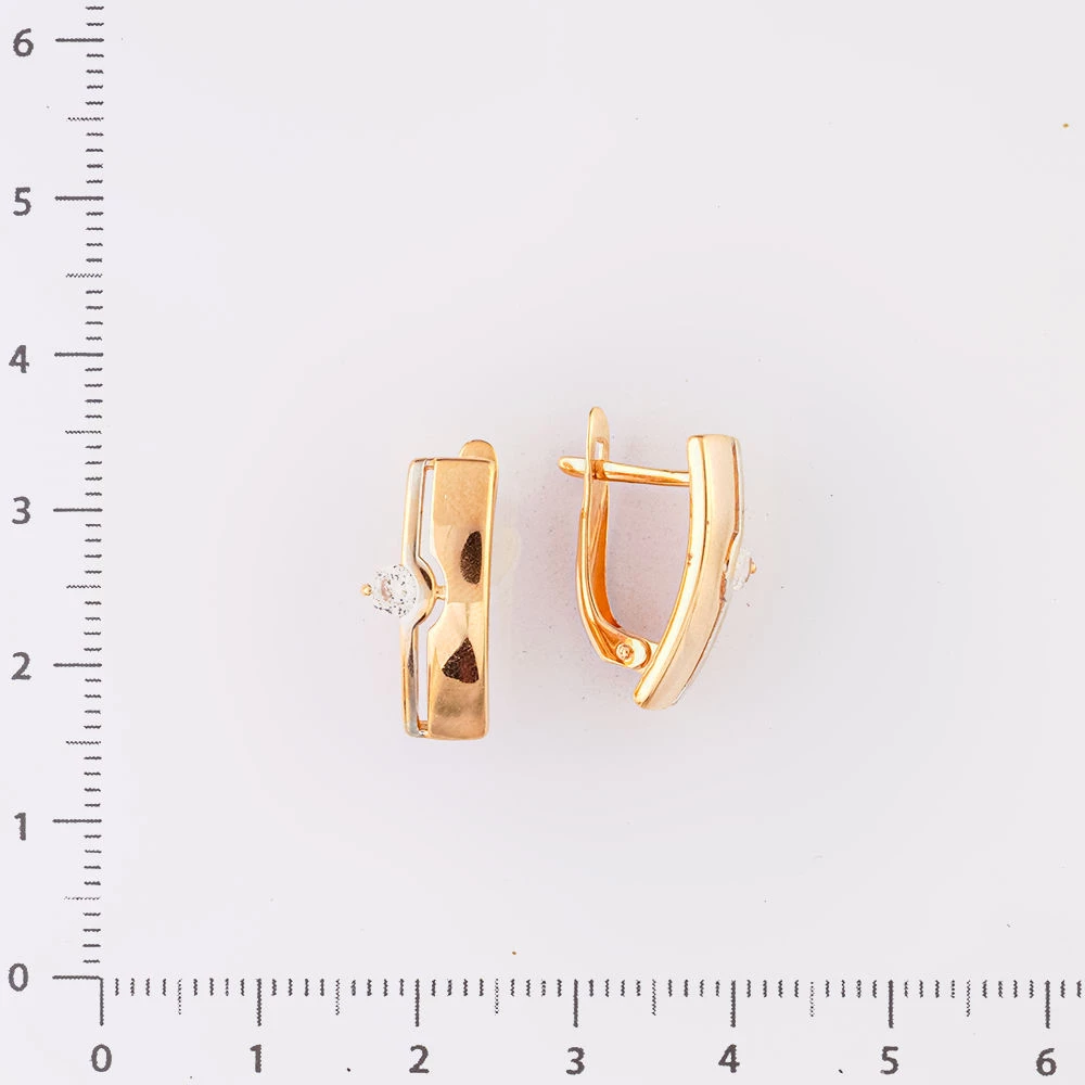 Серьги с фианитом из красного золота 585 пробы 2