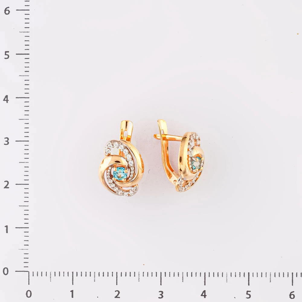 Серьги с фианитом из красного золота 585 пробы 2