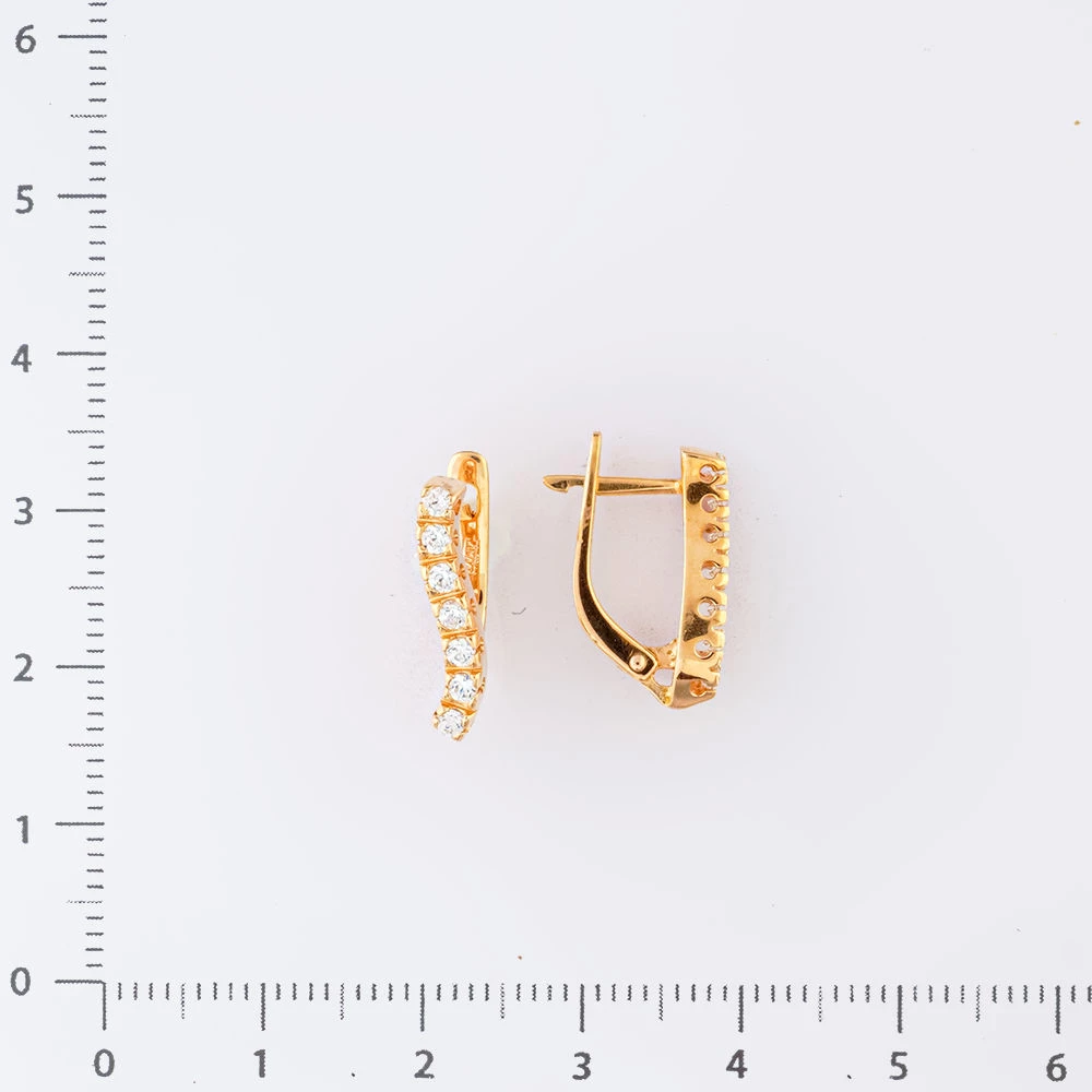 Серьги с фианитом из красного золота 585 пробы 2