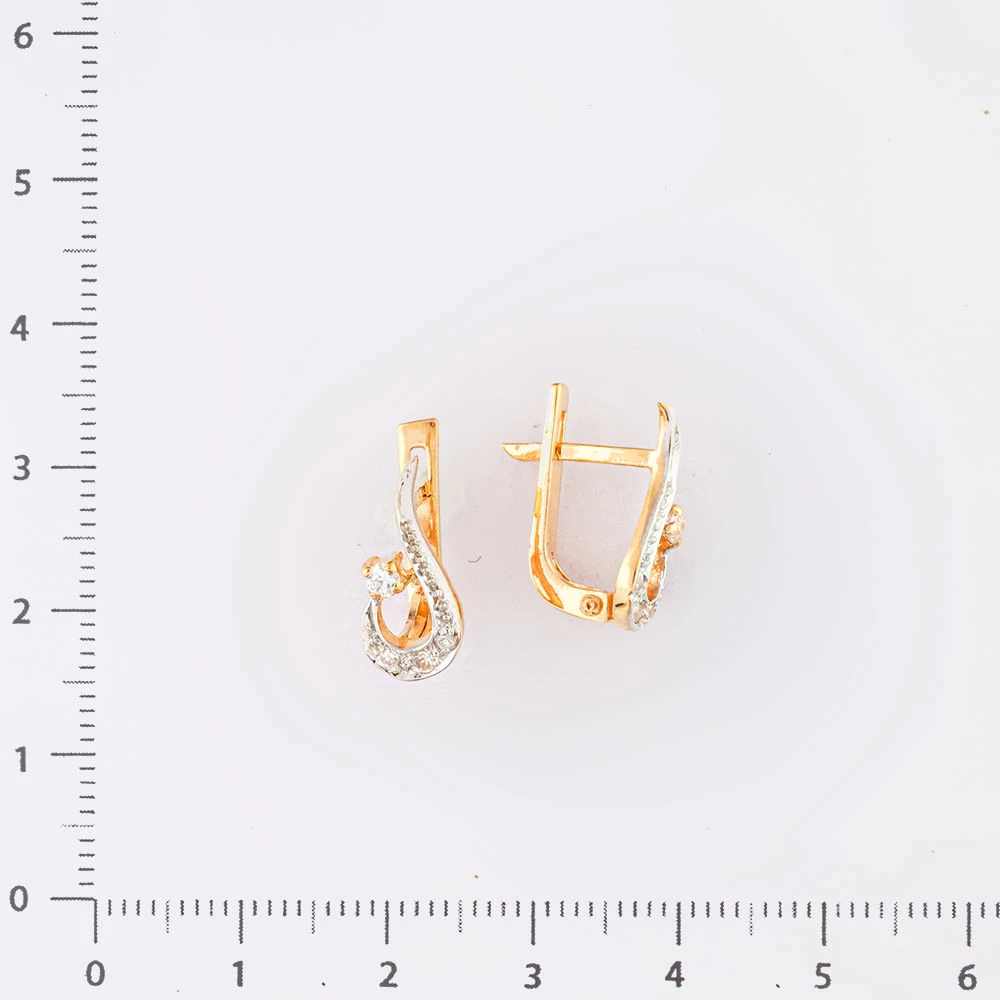 Серьги с фианитом из красного золота 585 пробы 2