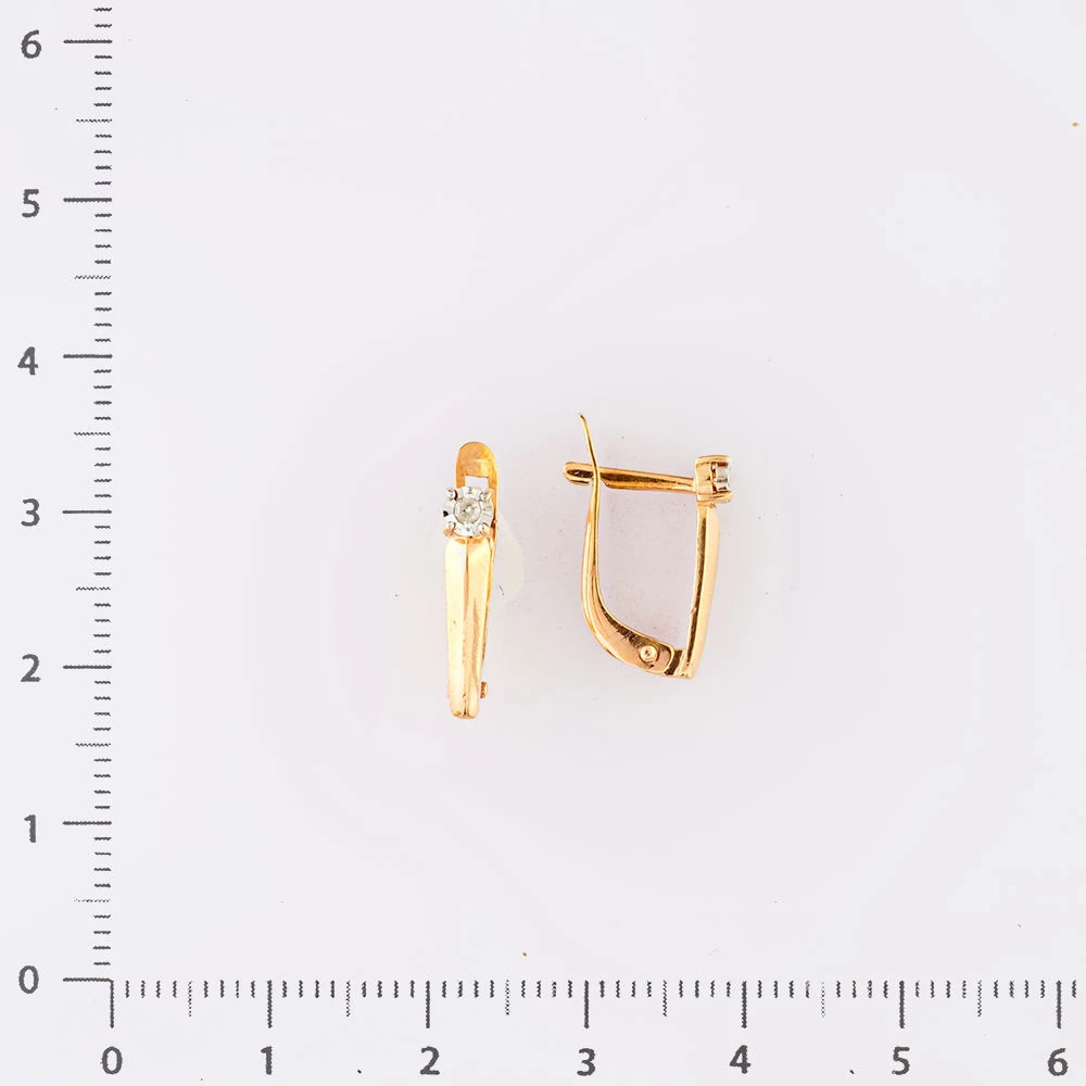 Серьги с бриллиантом из красного золота 585 пробы 2