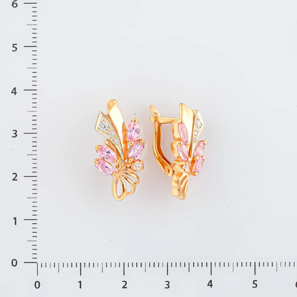 Серьги с фианитом из красного золота 585 пробы 2