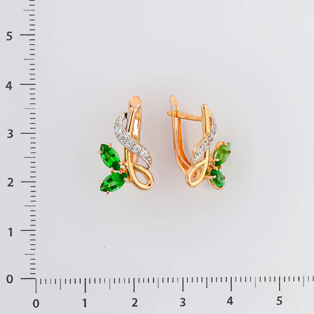 Серьги с фианитом из красного золота 585 пробы 2