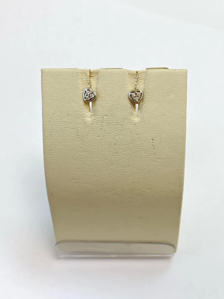 Серьги с фианитом из белого золота 585 пробы 1