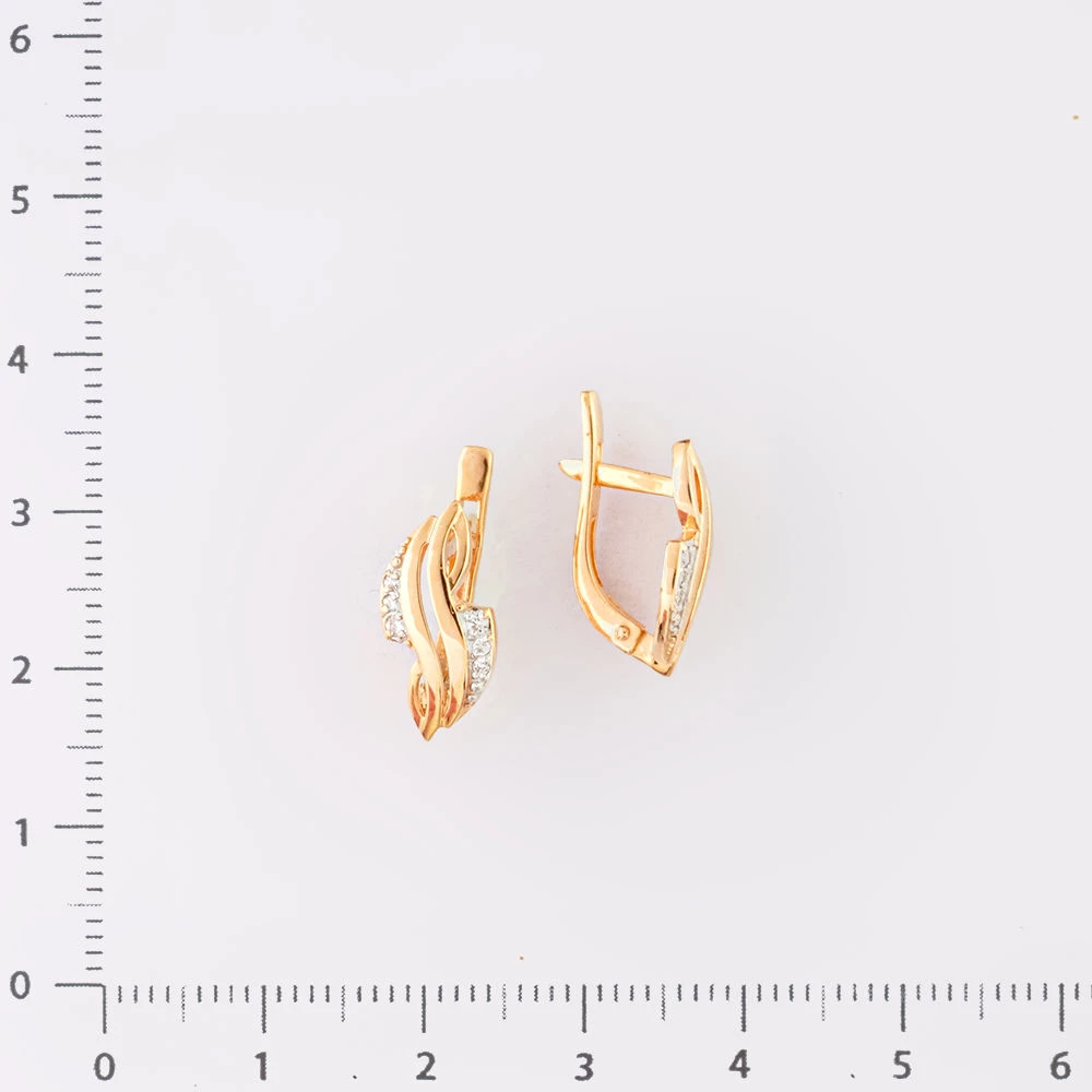 Серьги с фианитом из красного золота 585 пробы 2