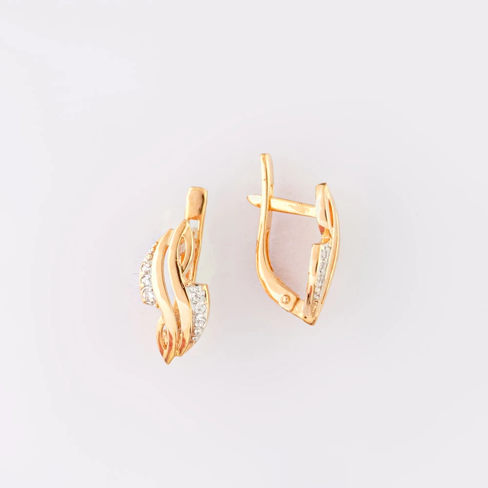 Серьги с фианитом из красного золота 585 пробы 1