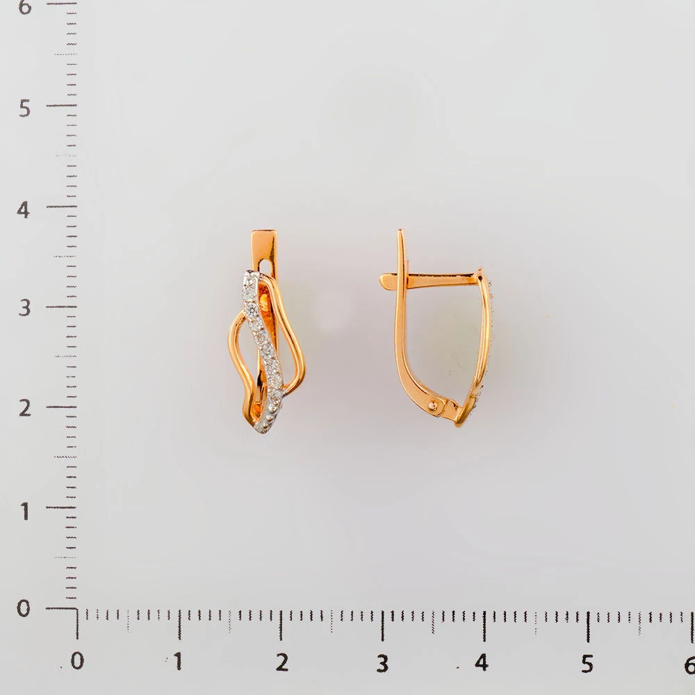 Серьги с фианитом из красного золота 585 пробы 2