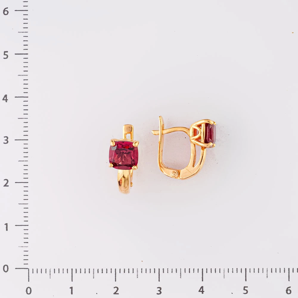 Серьги с гранатом из красного золота 585 пробы 2