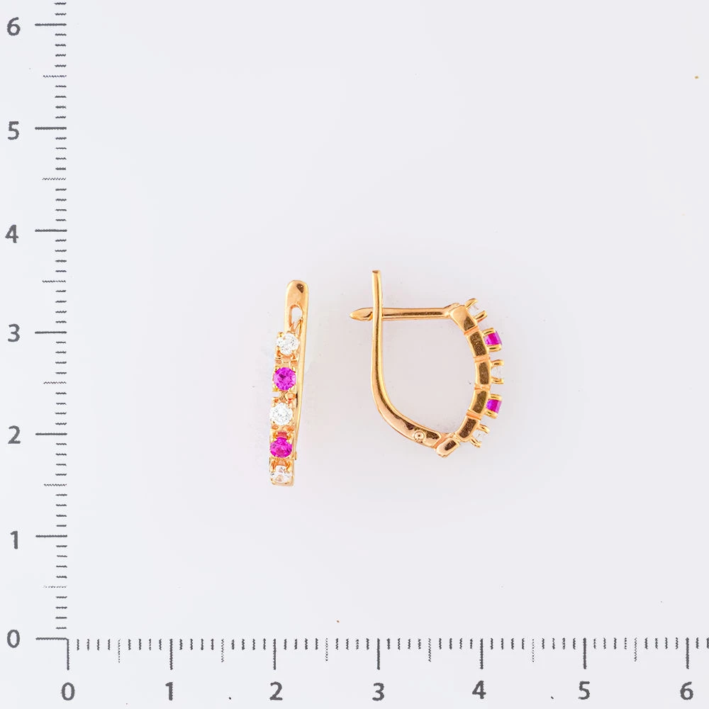 Серьги с фианитом из красного золота 585 пробы 2