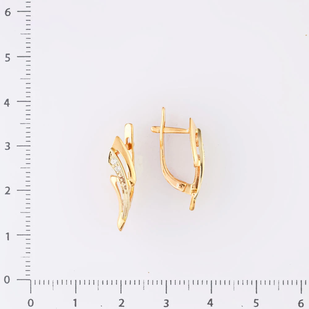 Серьги с фианитом из красного золота 585 пробы 2