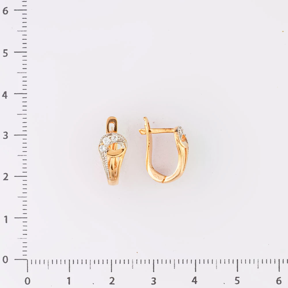Серьги с фианитом из красного золота 585 пробы 2