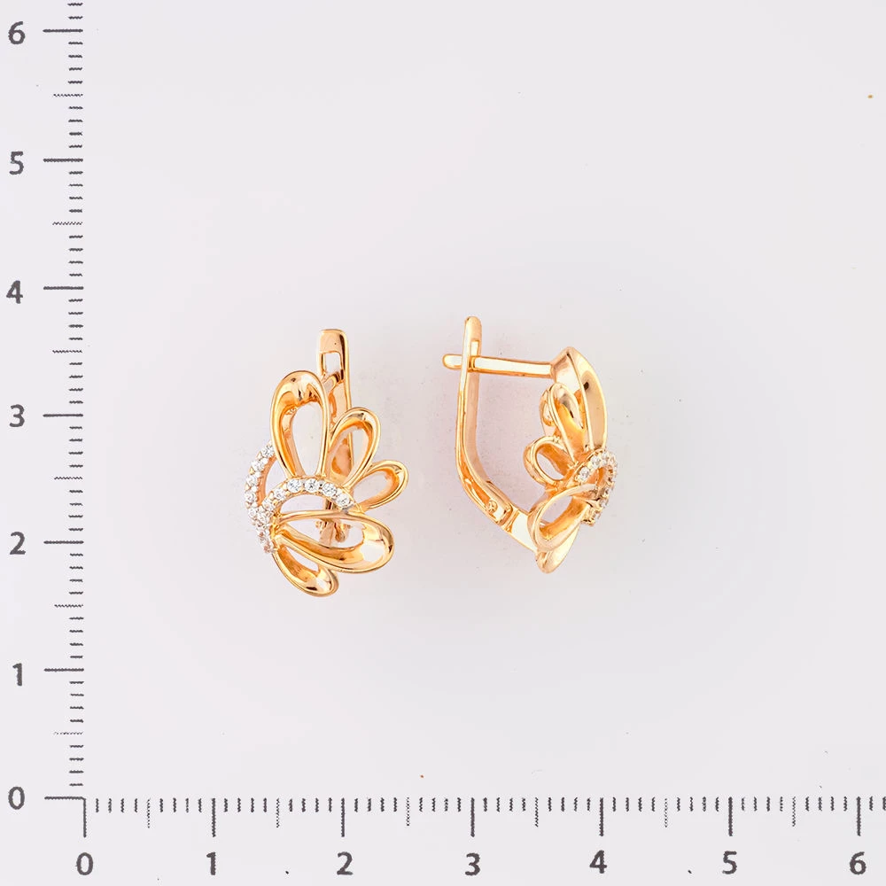 Серьги с фианитом из красного золота 585 пробы 2