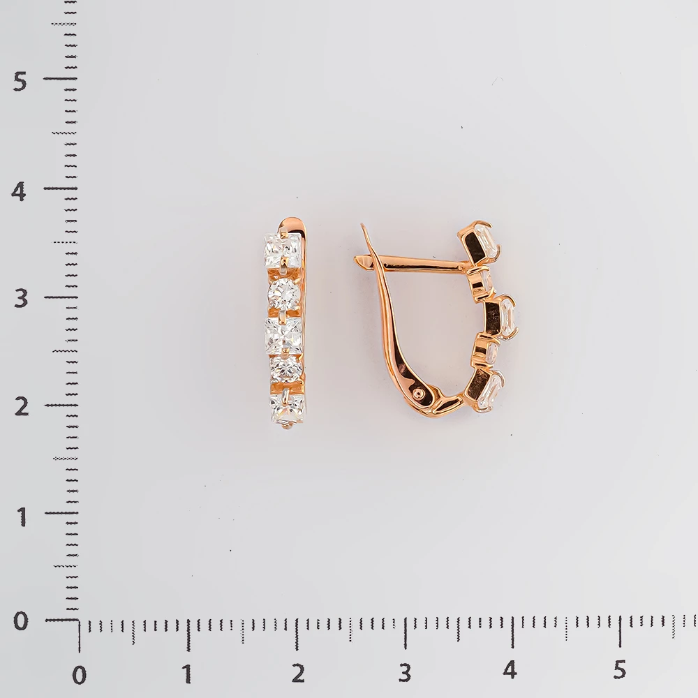 Серьги с фианитом из красного золота 585 пробы 2
