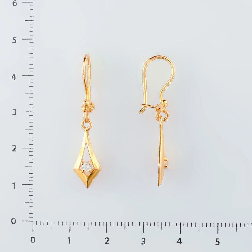 Серьги с фианитом из красного золота 585 пробы 2