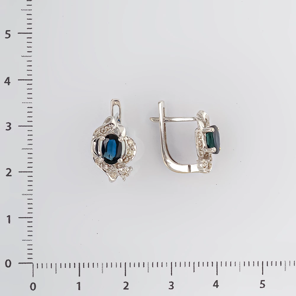 Серьги с сапфиром из белого золота 585 пробы 2
