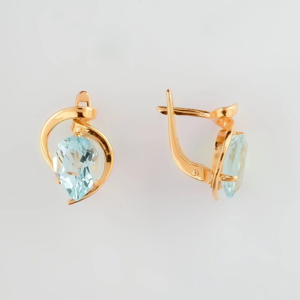 Серьги с топазом из красного золота 585 пробы 1