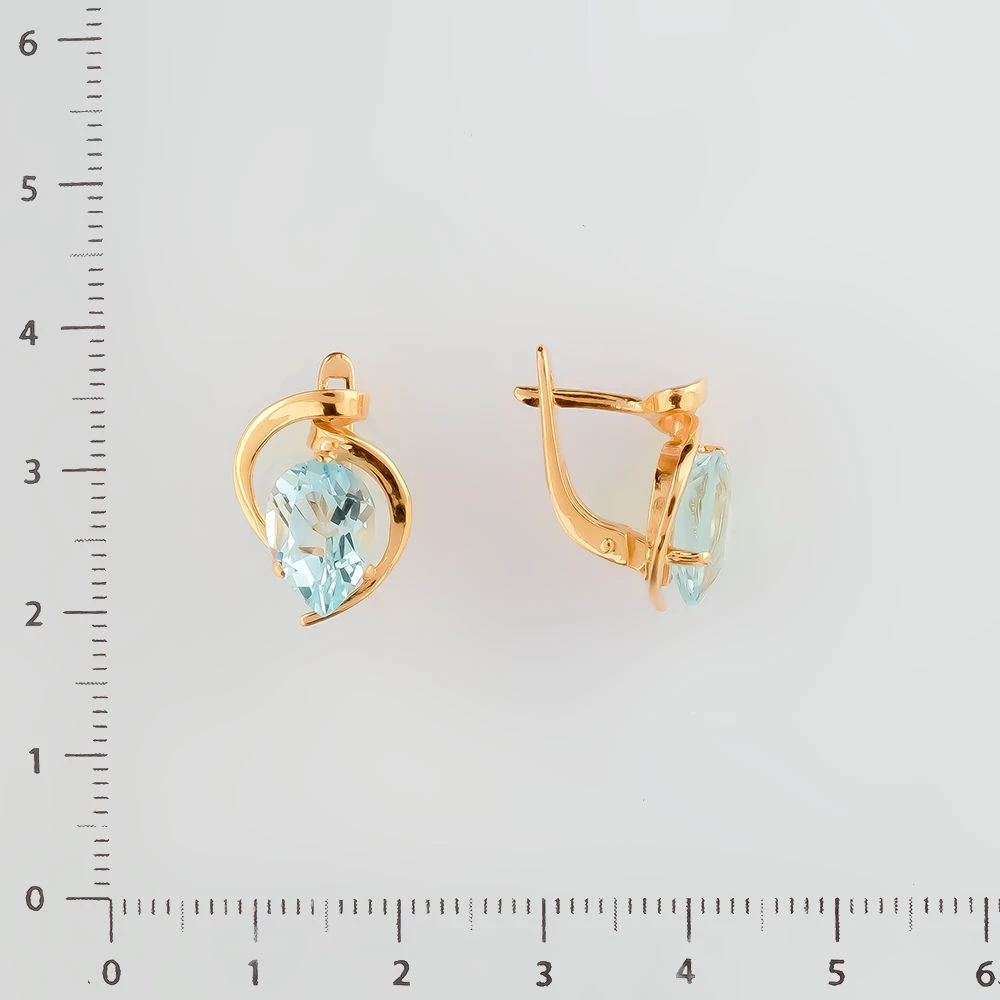 Серьги с топазом из красного золота 585 пробы 2