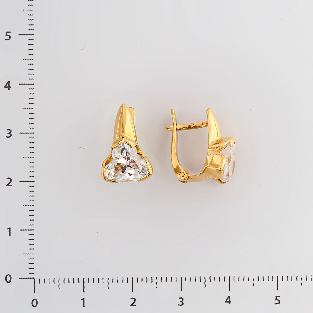 Серьги с фианитом из желтого золота 585 пробы 2