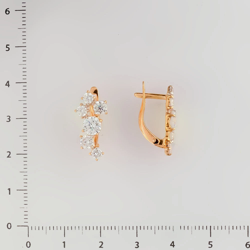 Серьги с фианитом из красного золота 585 пробы 2