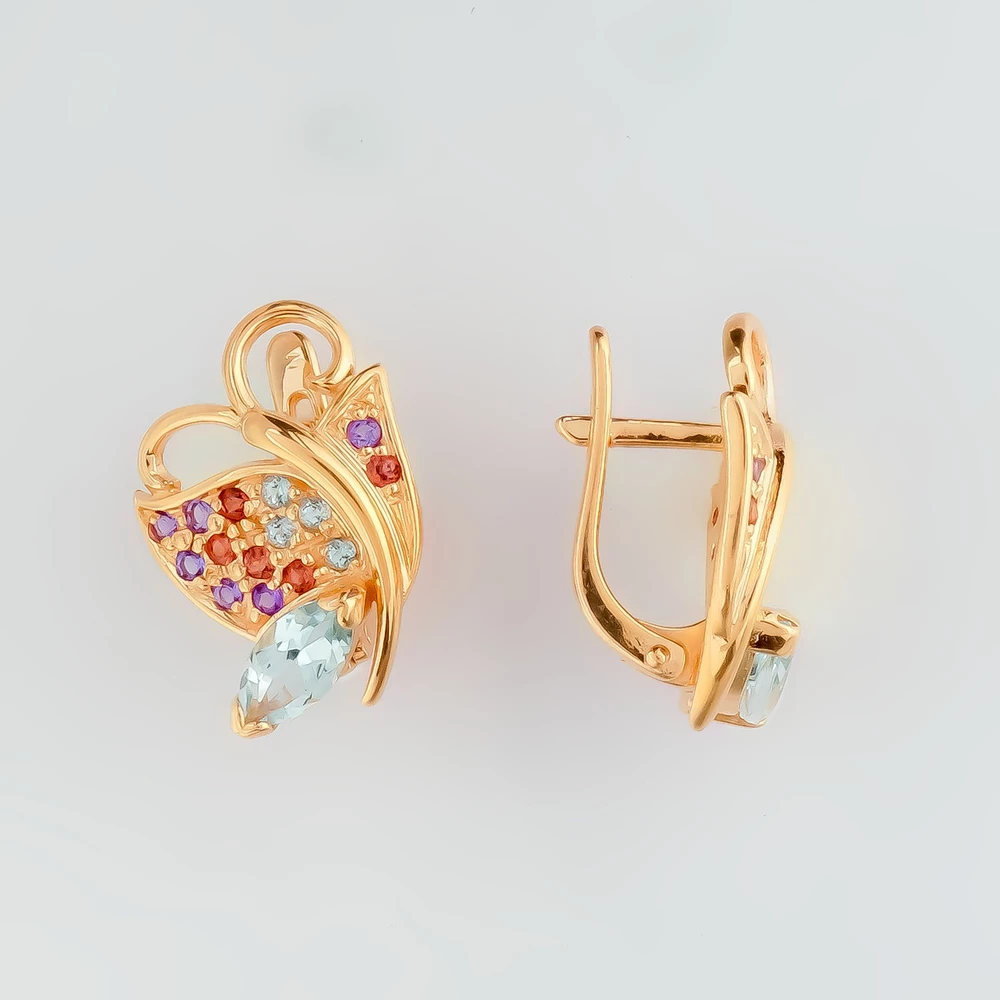 Серьги с топазом из красного золота 585 пробы 1