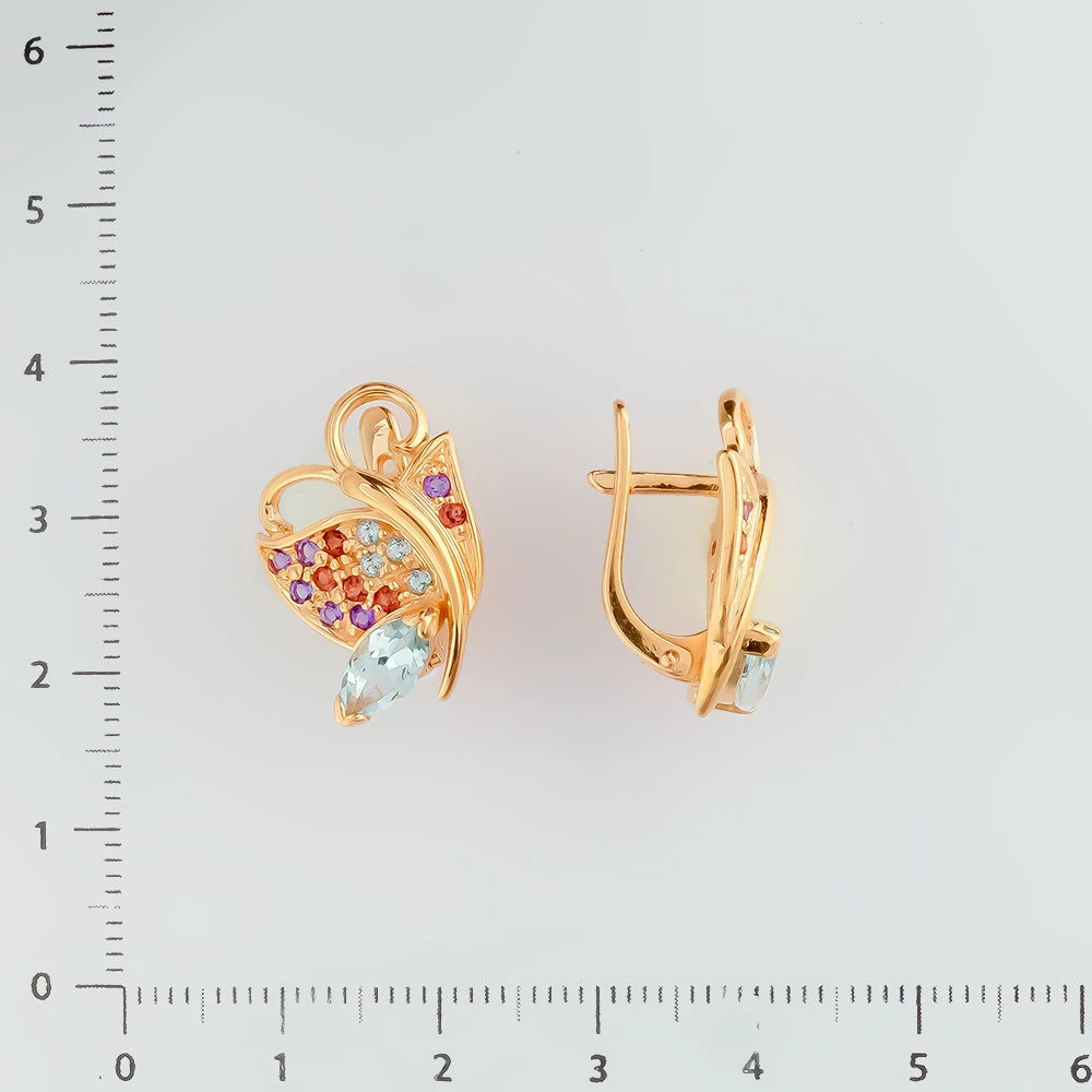 Серьги с топазом из красного золота 585 пробы 2