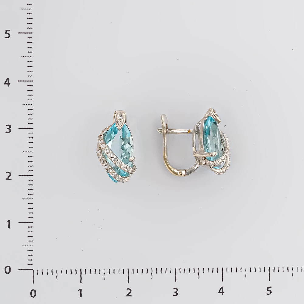 Серьги с топазом из белого золота 585 пробы 2