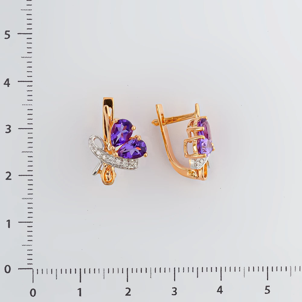 Серьги с аметистом из красного золота 585 пробы 2