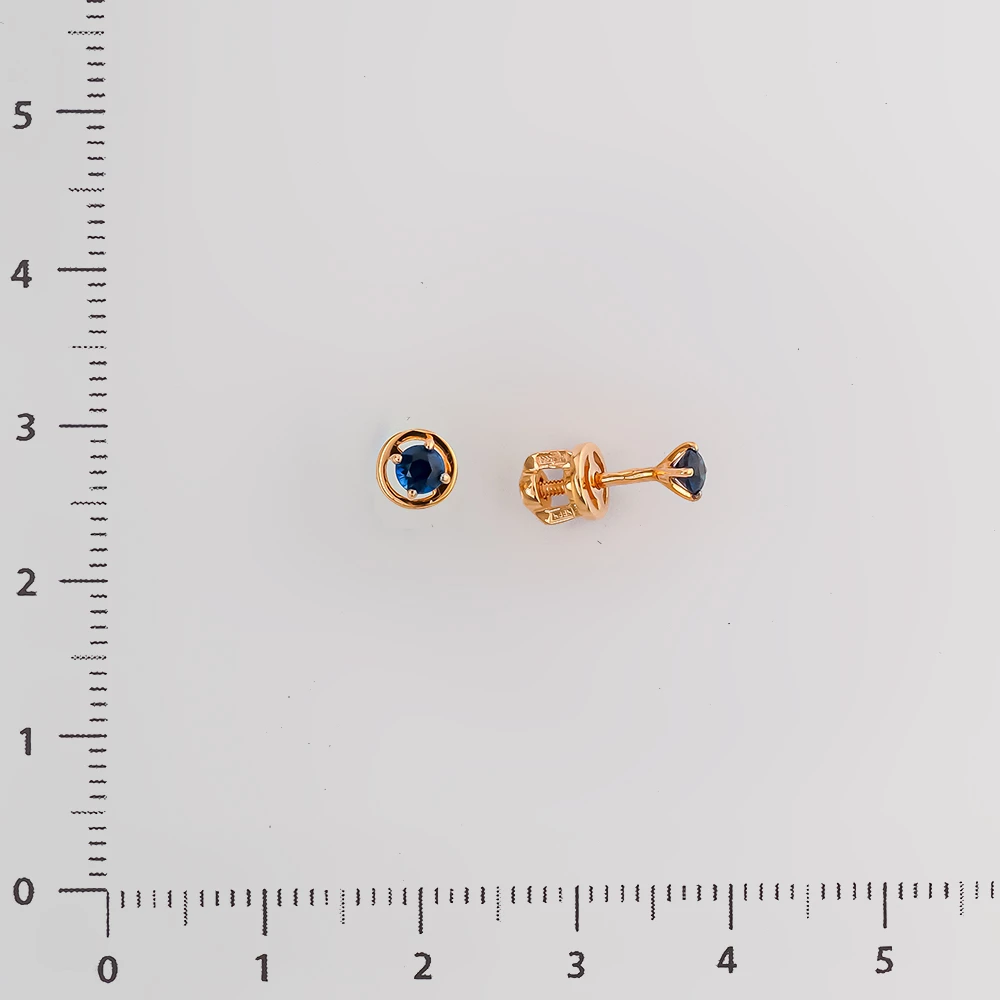 Серьги с сапфиром из красного золота 585 пробы 2