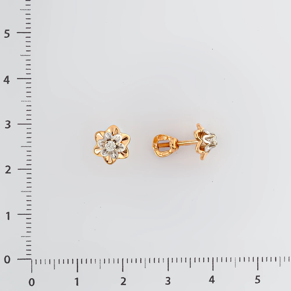 Серьги с бриллиантом из красного золота 585 пробы 2