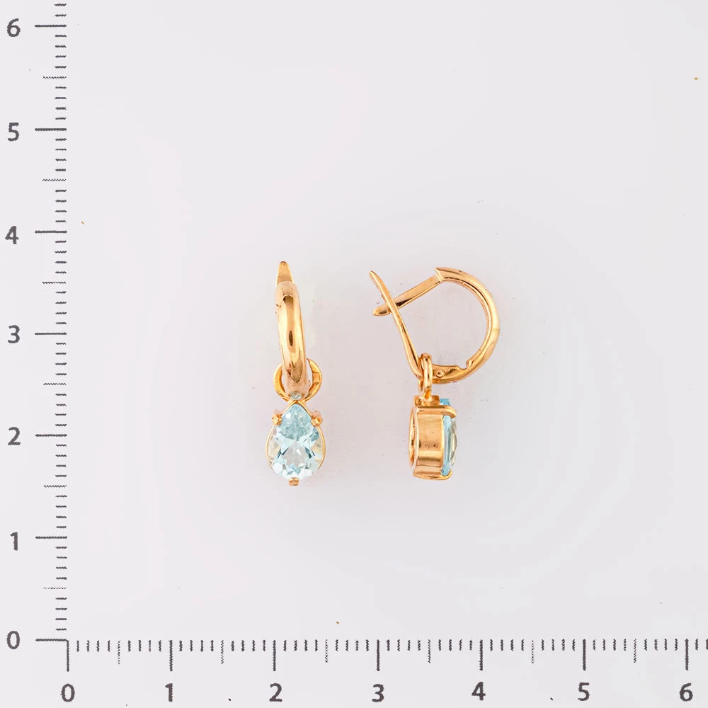 Серьги с топазом из красного золота 585 пробы 2