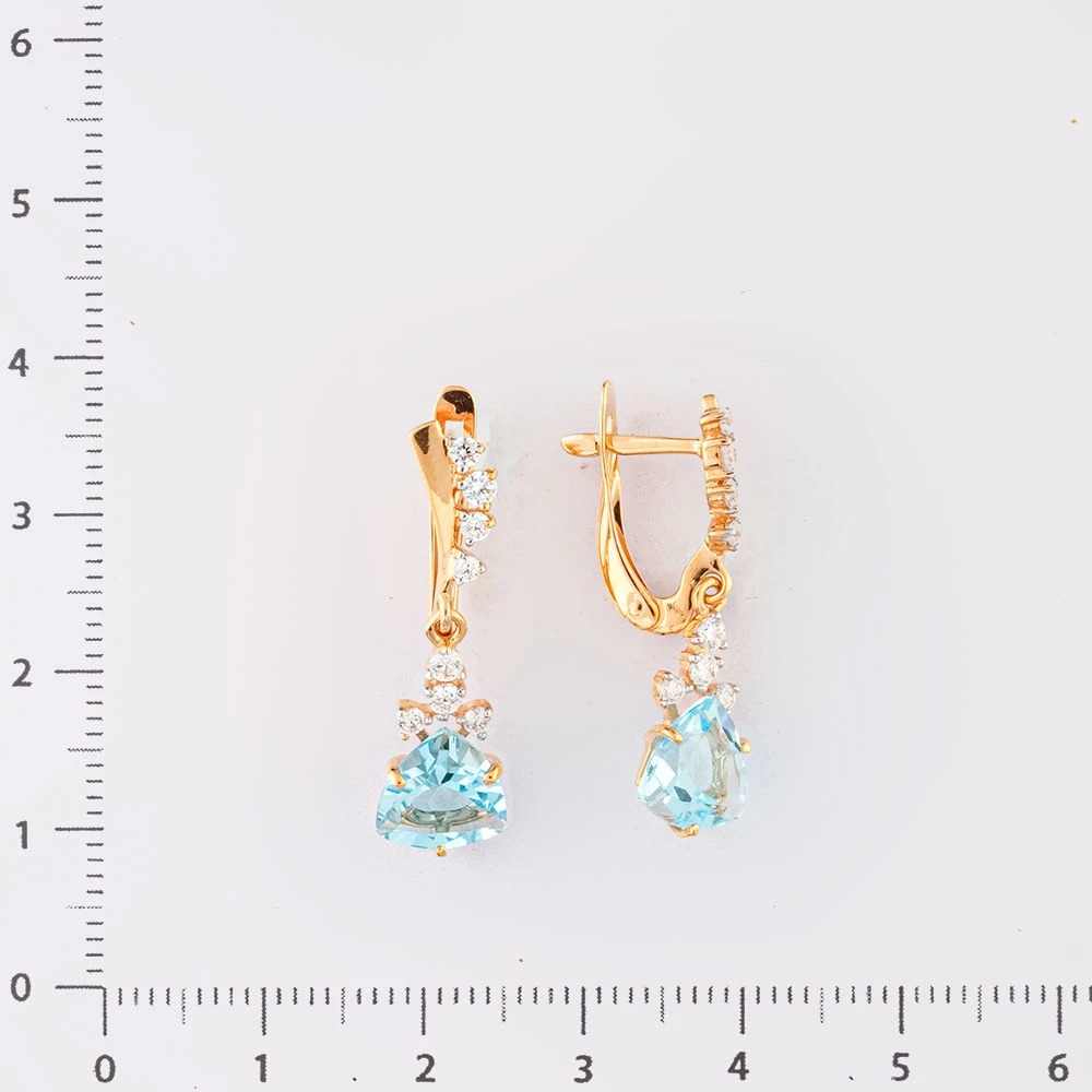 Серьги с топазом из красного золота 585 пробы 2