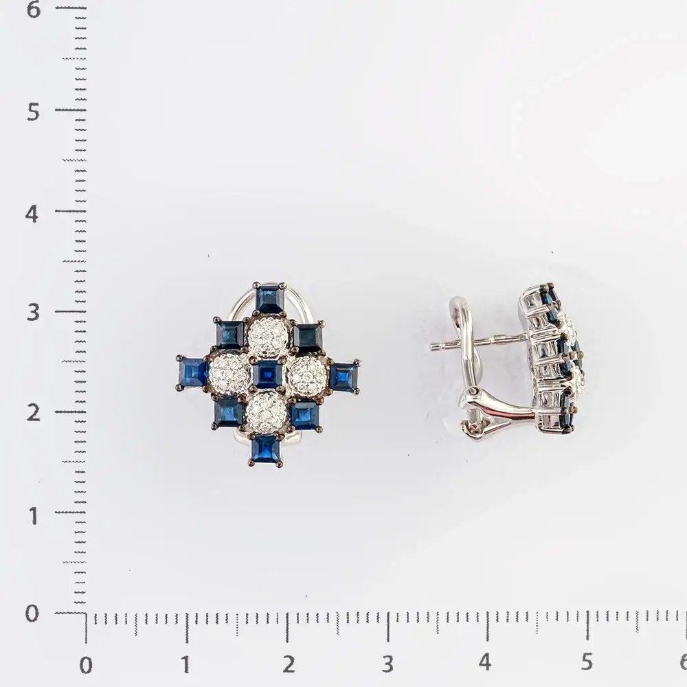 Серьги с сапфиром из белого золота 585 пробы