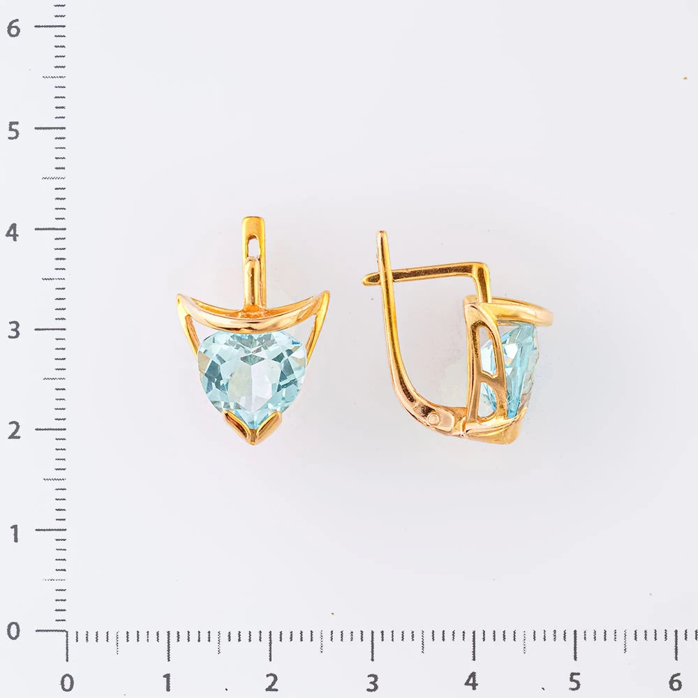 Серьги с топазом из красного золота 585 пробы 2