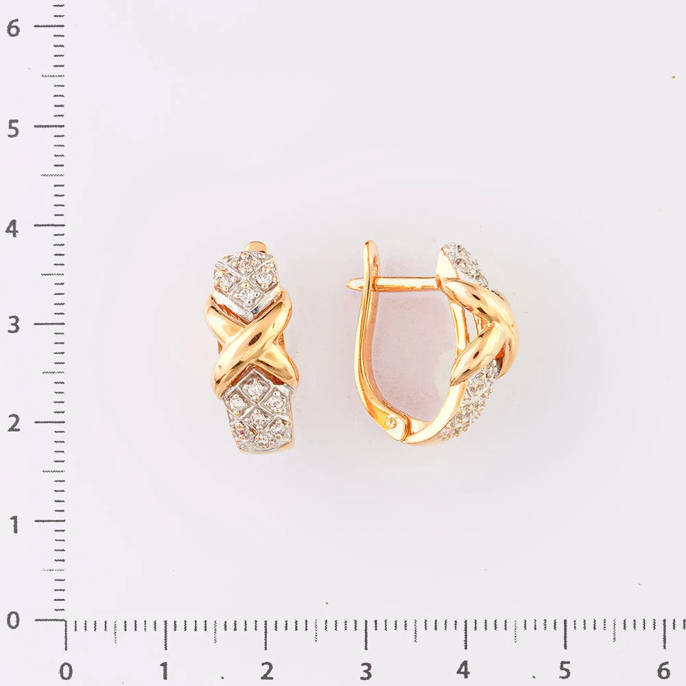 Серьги с фианитом из красного золота 585 пробы 2