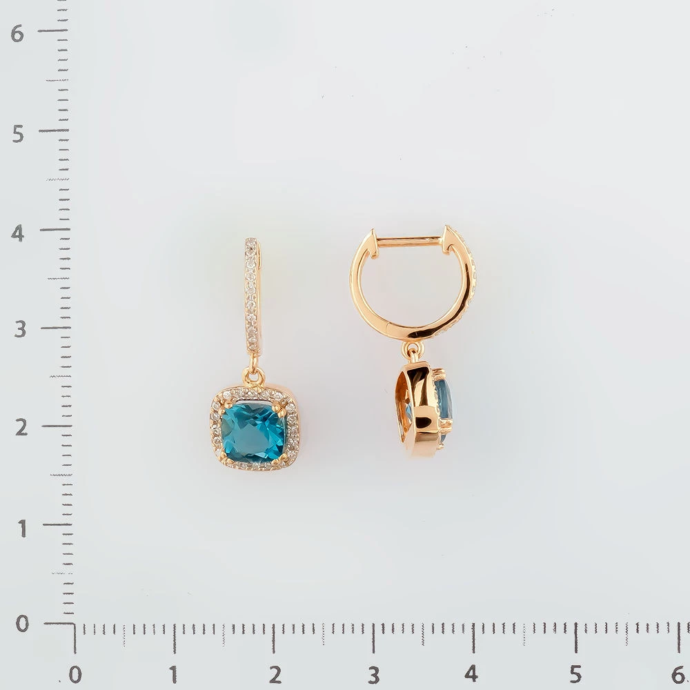 Серьги с топазом из красного золота 585 пробы 2