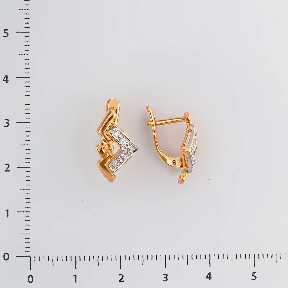 Серьги с фианитом из красного золота 585 пробы 2
