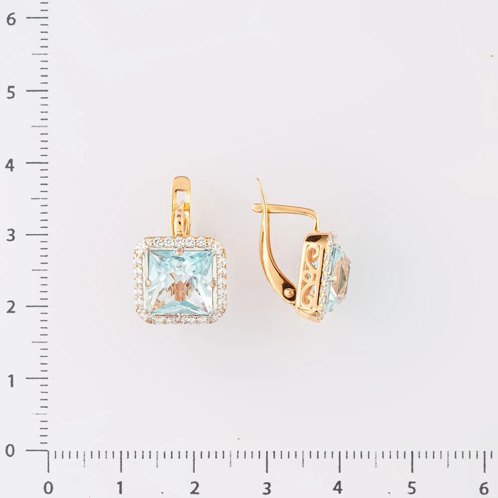 Серьги с топазом из красного золота 585 пробы 2