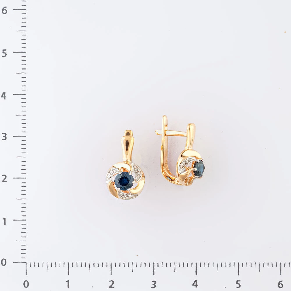 Серьги с сапфиром из красного золота 585 пробы 2