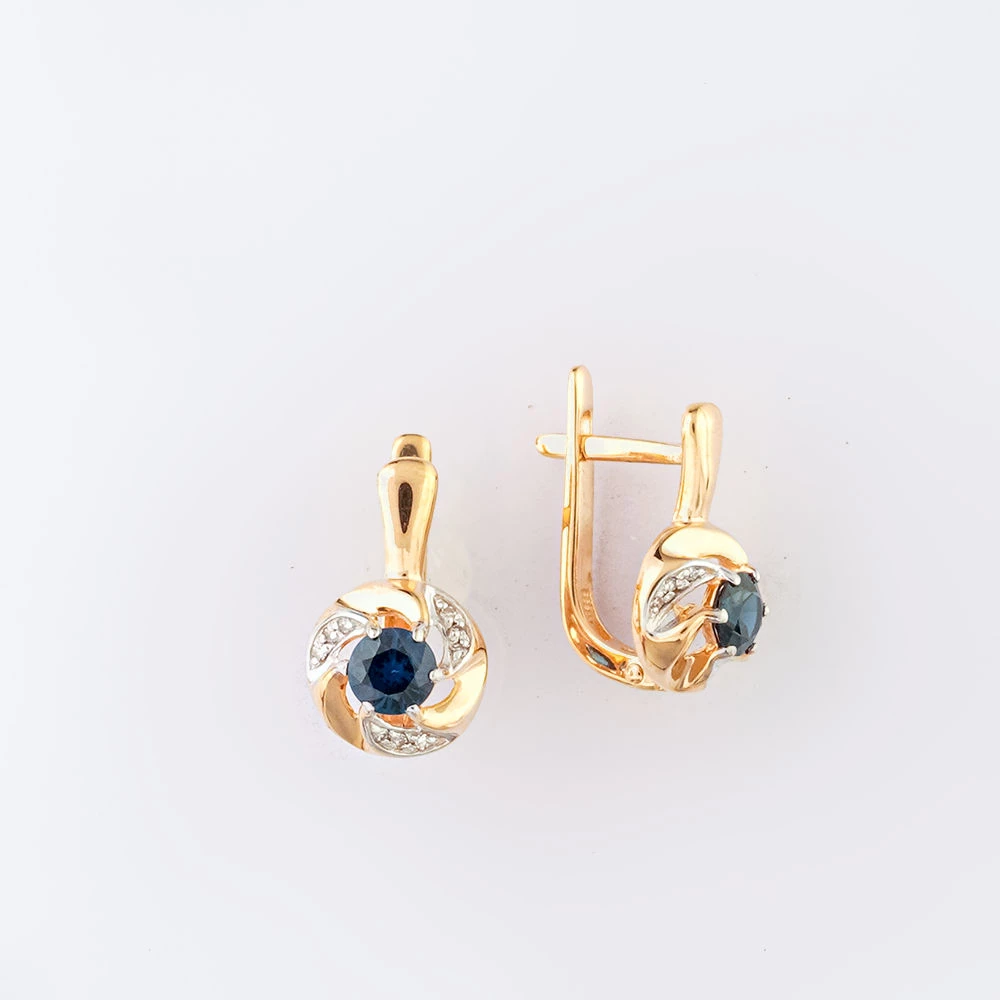 Серьги с сапфиром из красного золота 585 пробы 1